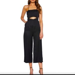 NWT Bardot Viscose Linen Lyoncel wide legs black jumpsuit